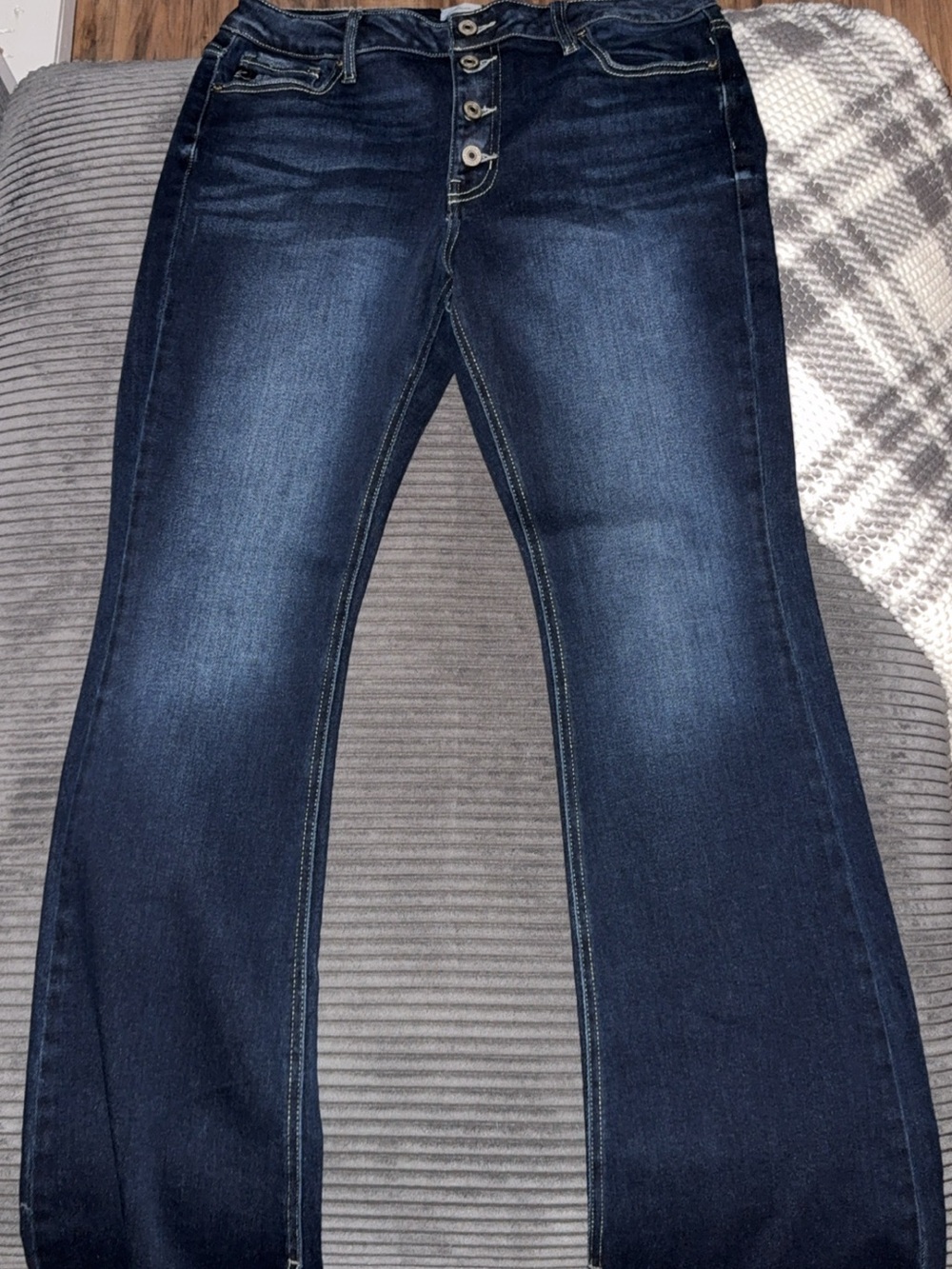 KanCan Dark Blue Bootcut Jeans with Button Fly